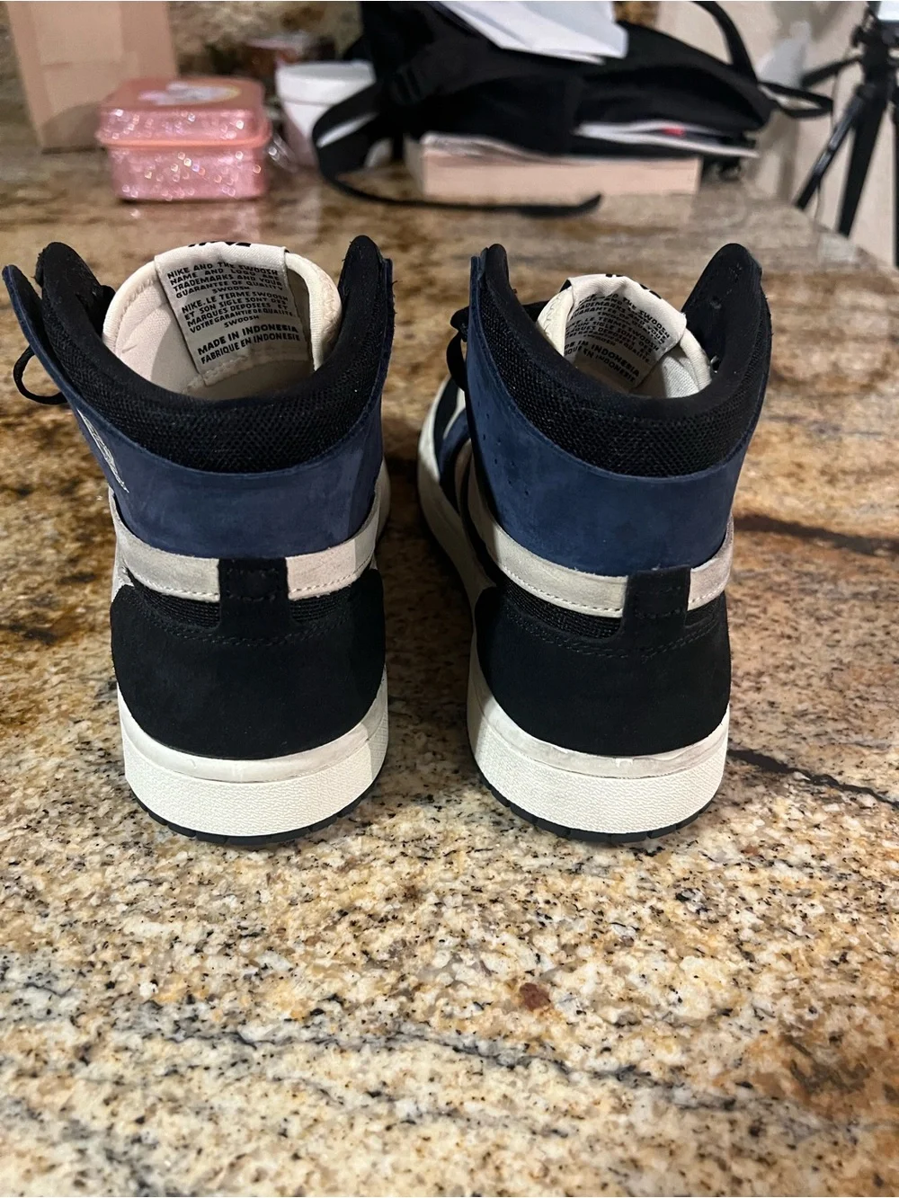 Jordan 1 Mid Men’s Sneakers — Black, Navy, Cream